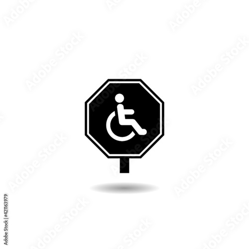 Disabled sign icon with shadow