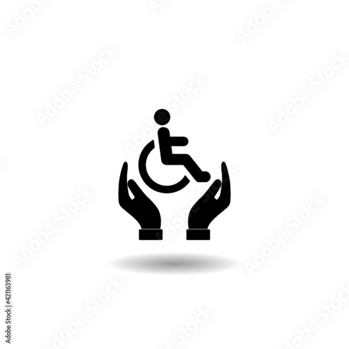 Disabled sign icon with shadow