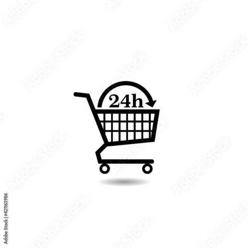  Shopping Cart 24 h icon with shadow