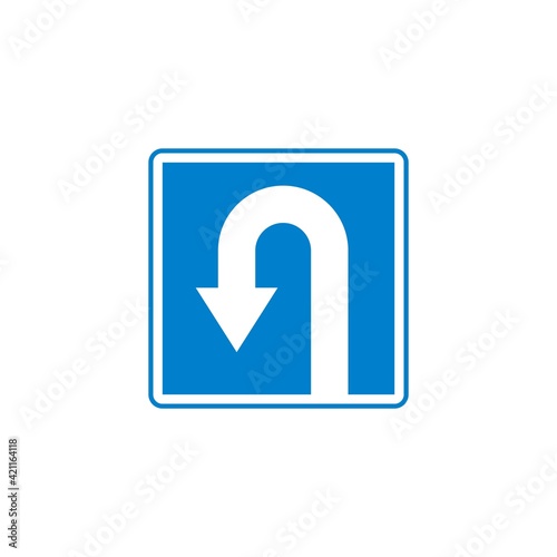 U-turn traffic sign flat icon