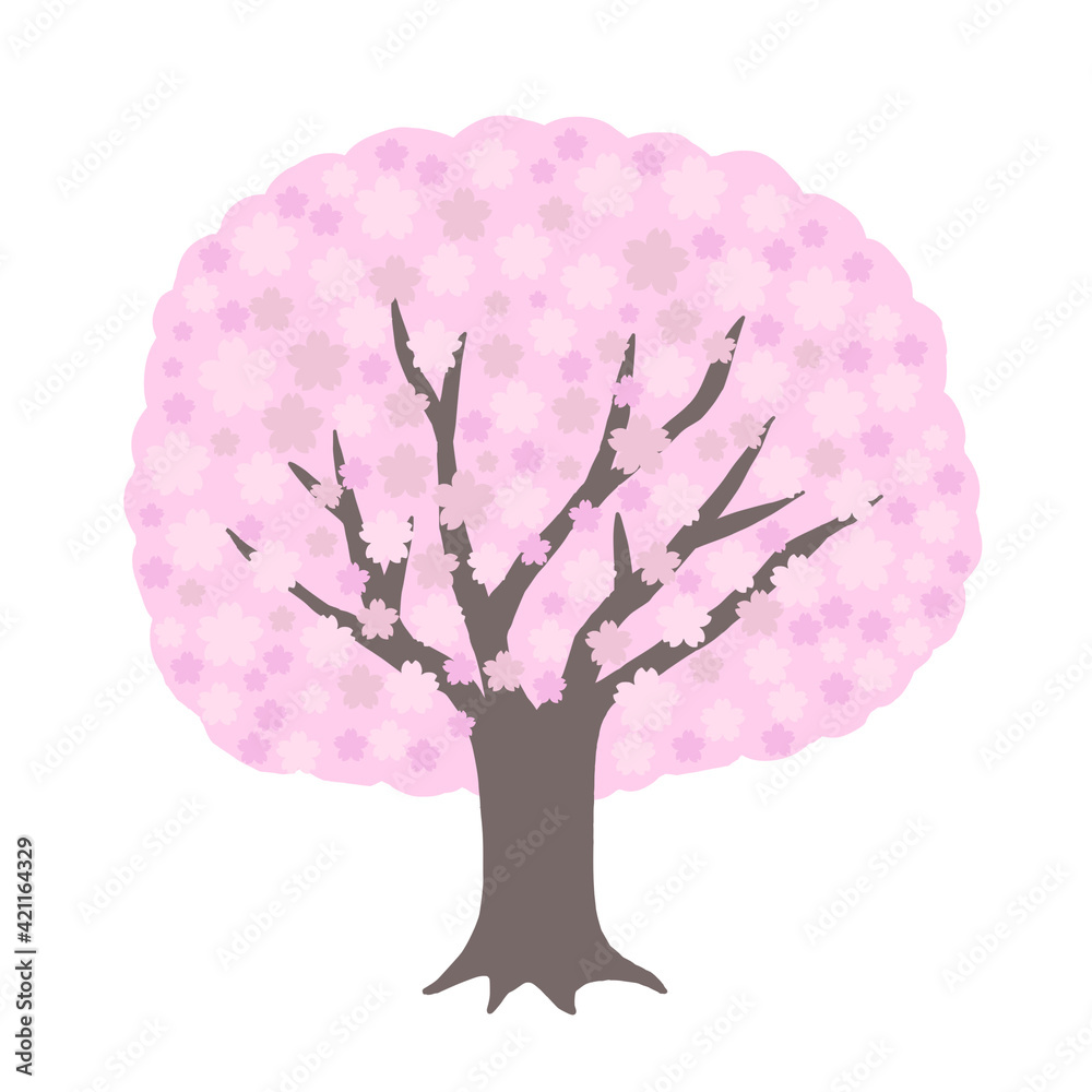 満開　桜の木　花びら　集合　簡略化　モコモコ