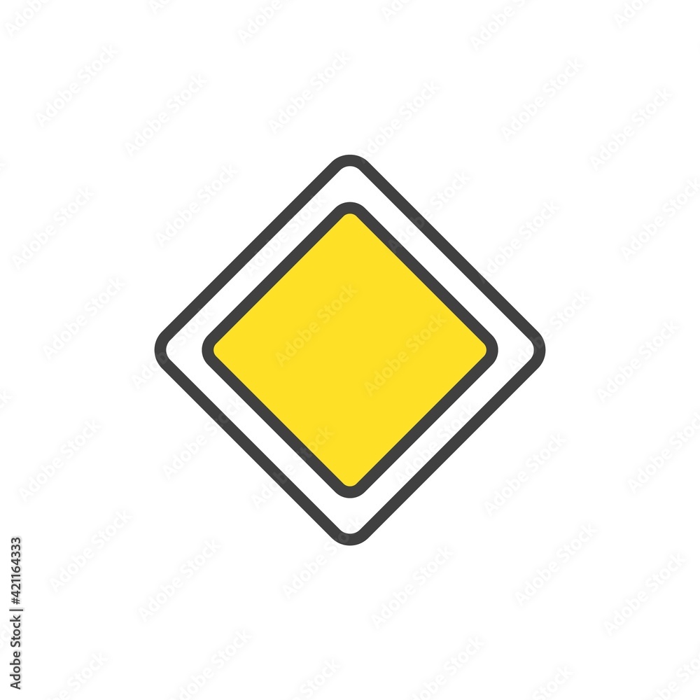 Main road sign flat icon Main road sign flat icon