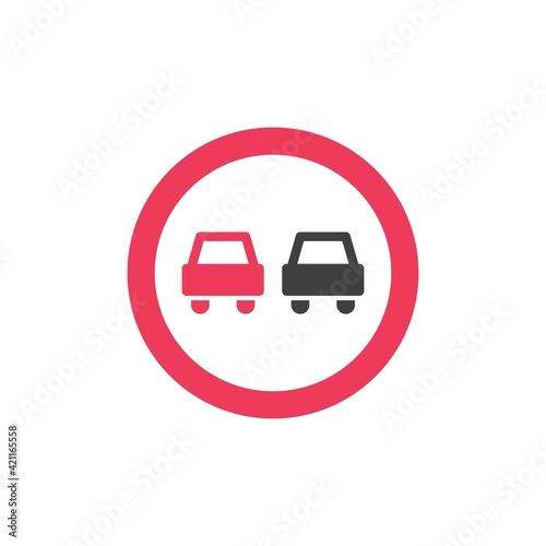 No overtaking road sign flat icon