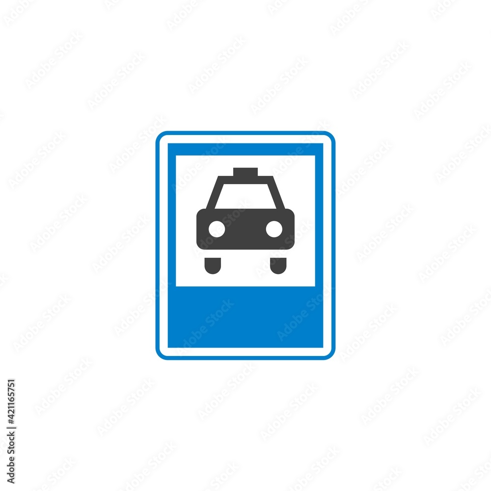 Taxi parking only traffic sign flat icon