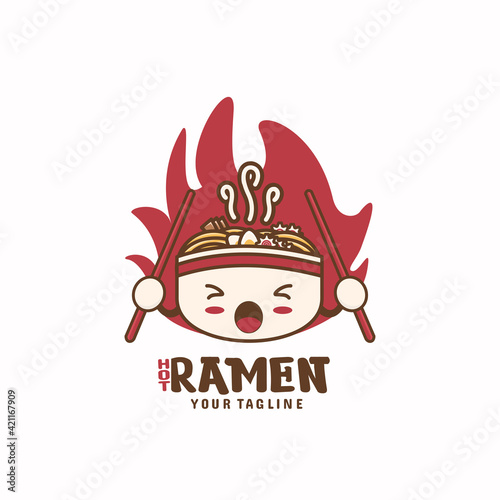 Japanese food hot ramen mascot template