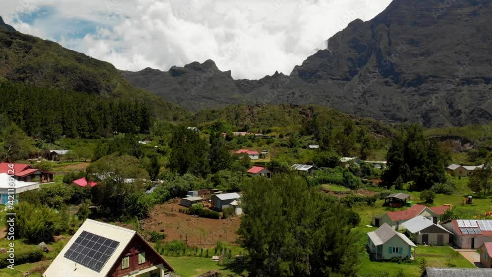 Aerial shot by drone  of the small isolated village of 
