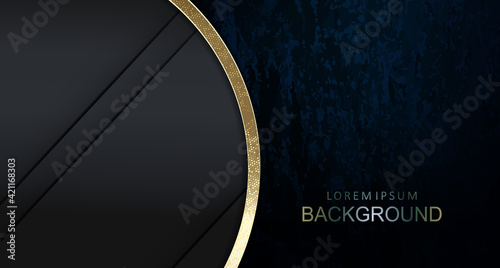 Textured abstract design with a gradient of blue tint, oval border of gold color with mosaic