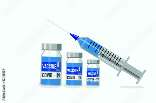 Covid-19 coronavirus concept. vaccine vial and syringe. quarantine against a new coronavirus. pandemic outbreak