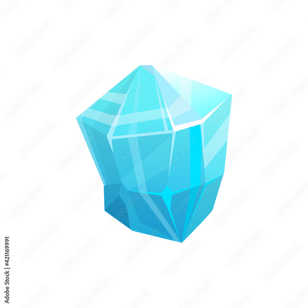 Ice crystal rock, iceberg or frozen glass and blue snow glacier, vector icon. Isolated cold frost rock or frozen water icicle, icy glacial piece block, crystal gem of quartz jewel Ice crystal rock, iceberg or frozen glass and blue snow glacier, vector icon. Isolated cold frost rock or frozen water icicle, icy glacial piece block, crystal gem of quartz jewel