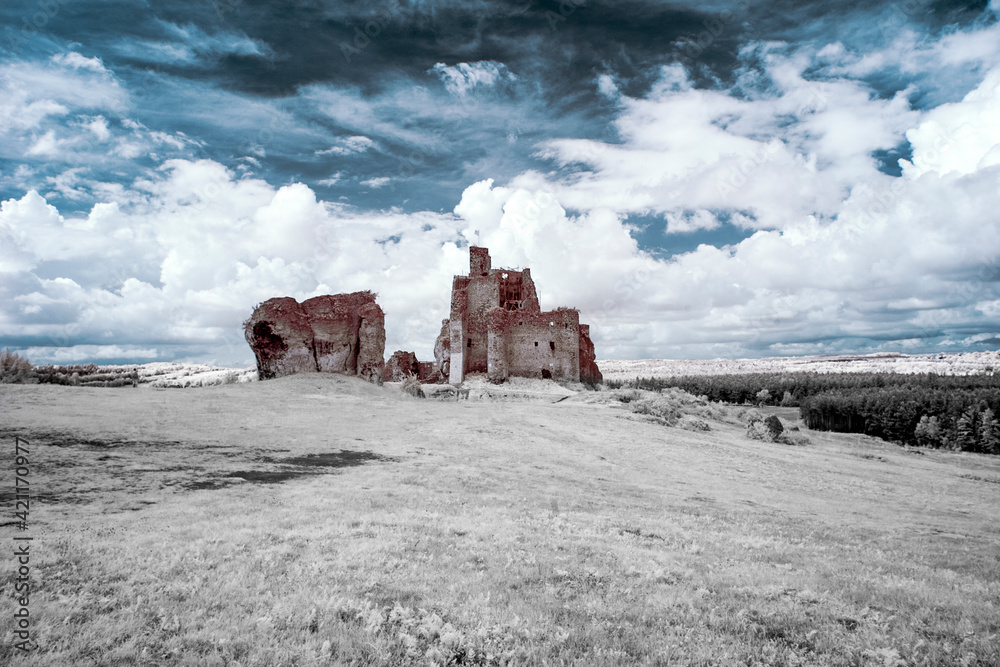 Old historic castle. Infrared photo.