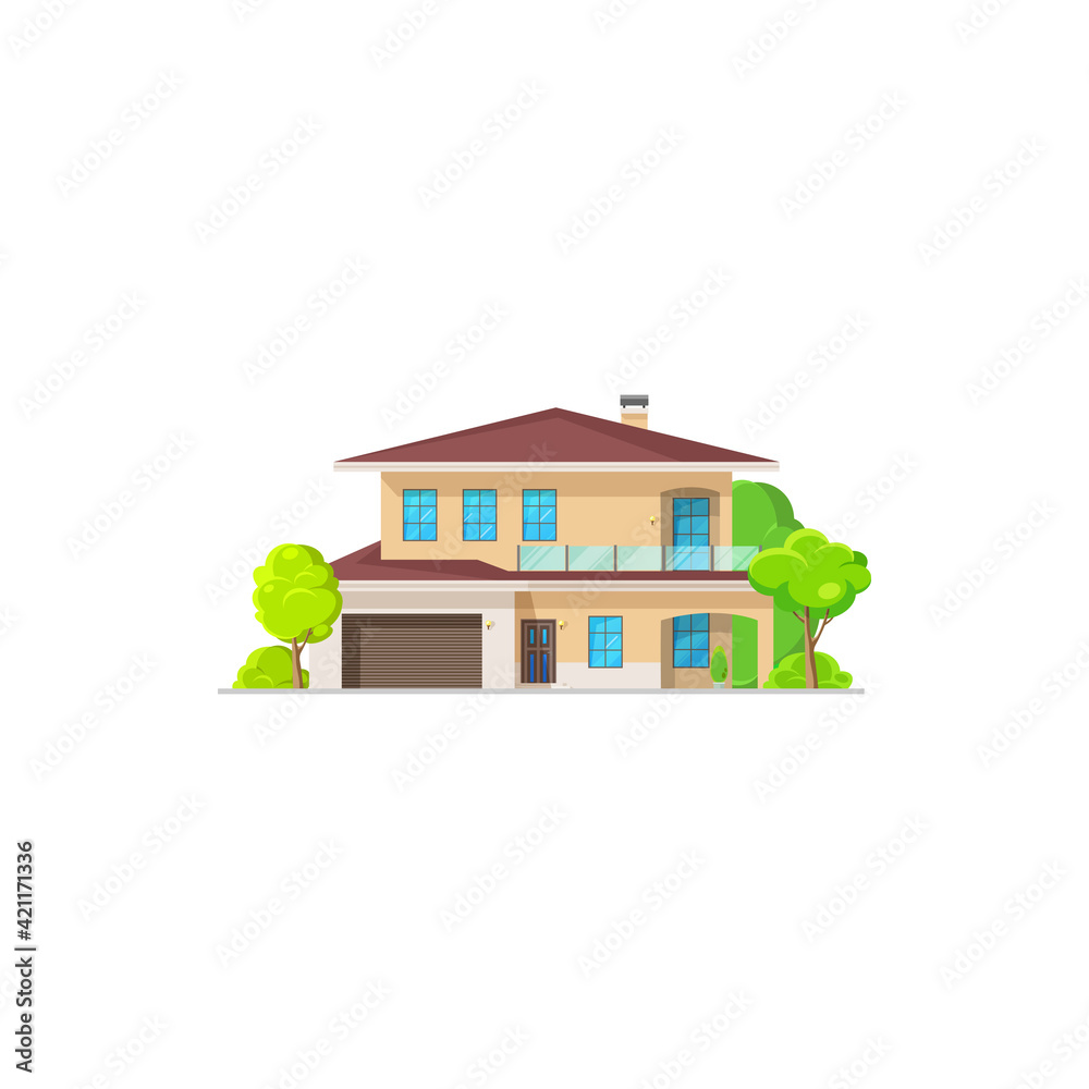 Home or house villa building, bungalow condominium icon, vector real estate. Residential property and home architecture, mansion or cottage condo, family house duplex apartments with garage Home or house villa building, bungalow condominium icon, vector real estate. Residential property and home architecture, mansion or cottage condo, family house duplex apartments with garage