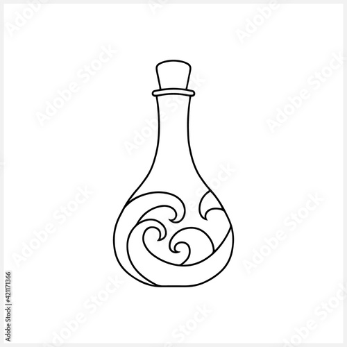 Doodle bottle icon isolated on white. Sketch wine bottle. Alcoholic drinks, sparkling wine and celebration. Outline vector stock illustration. EPS 10