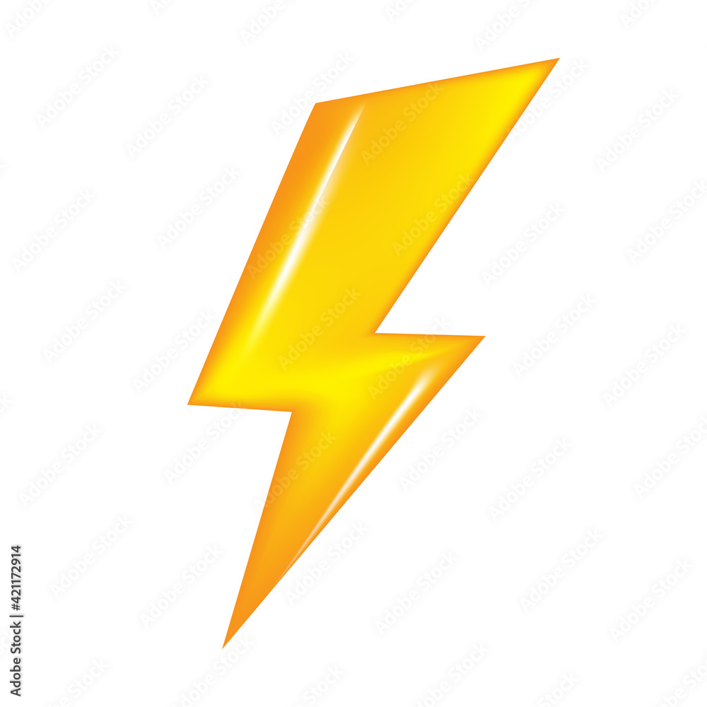 Vector golden lightning bolt isolated on white background. Super speed hero sign or label on white Vector golden lightning bolt isolated on white background. Super speed hero sign or label on white