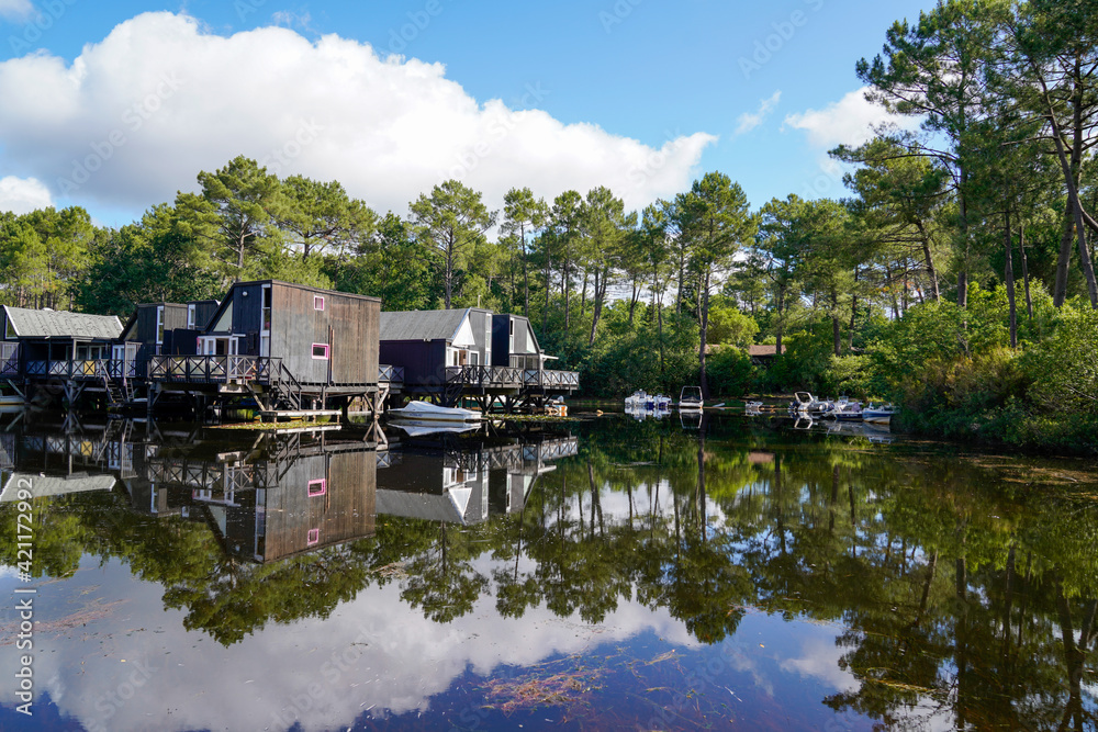 Talaris Marina Bay village of french wood house hut in Lacanau lake france Talaris Marina Bay village of french wood house hut in Lacanau lake france