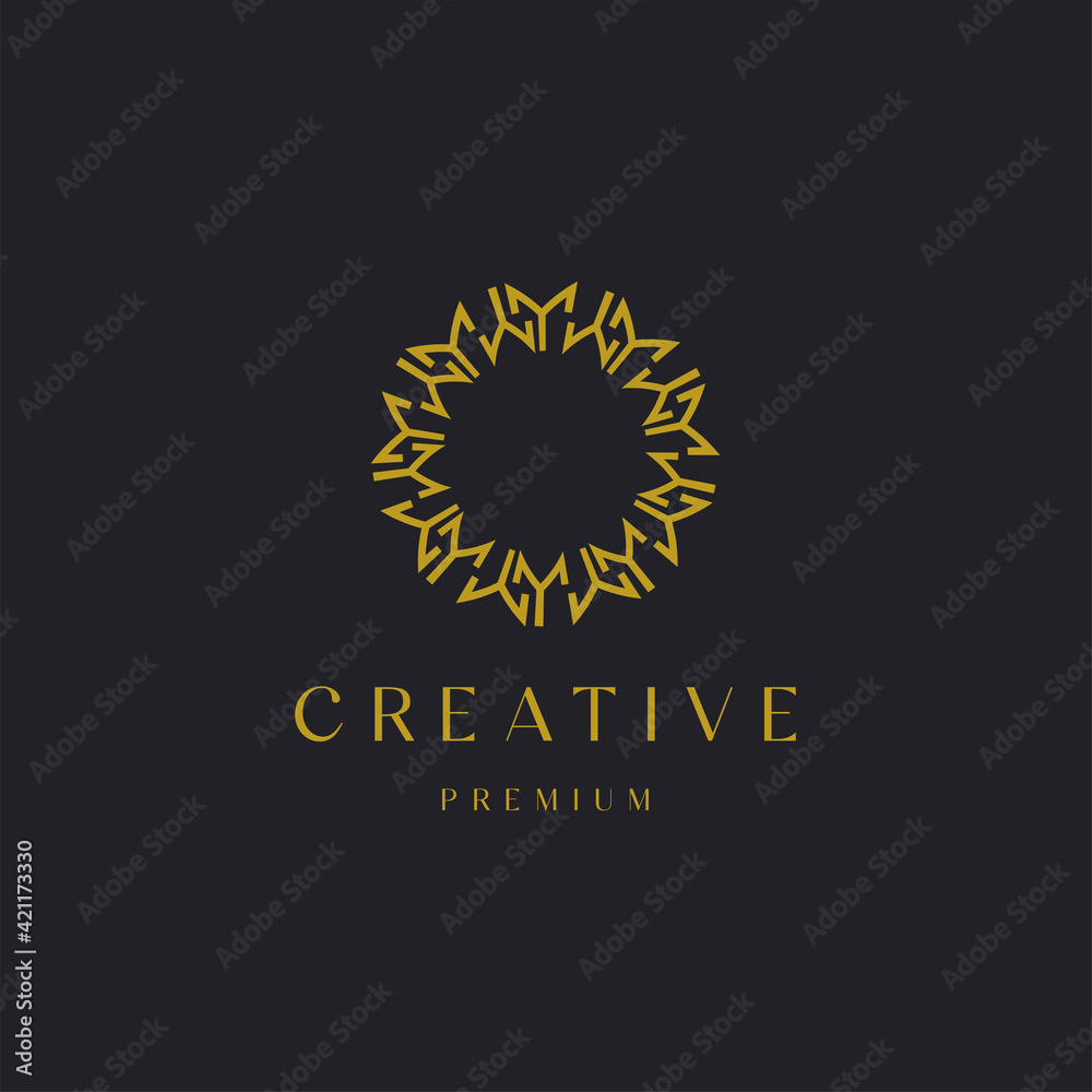 Abstract luxury circle ornament line style with letter M concept, logo icon design template vector illustration Abstract luxury circle ornament line style with letter M concept, logo icon design template vector illustration