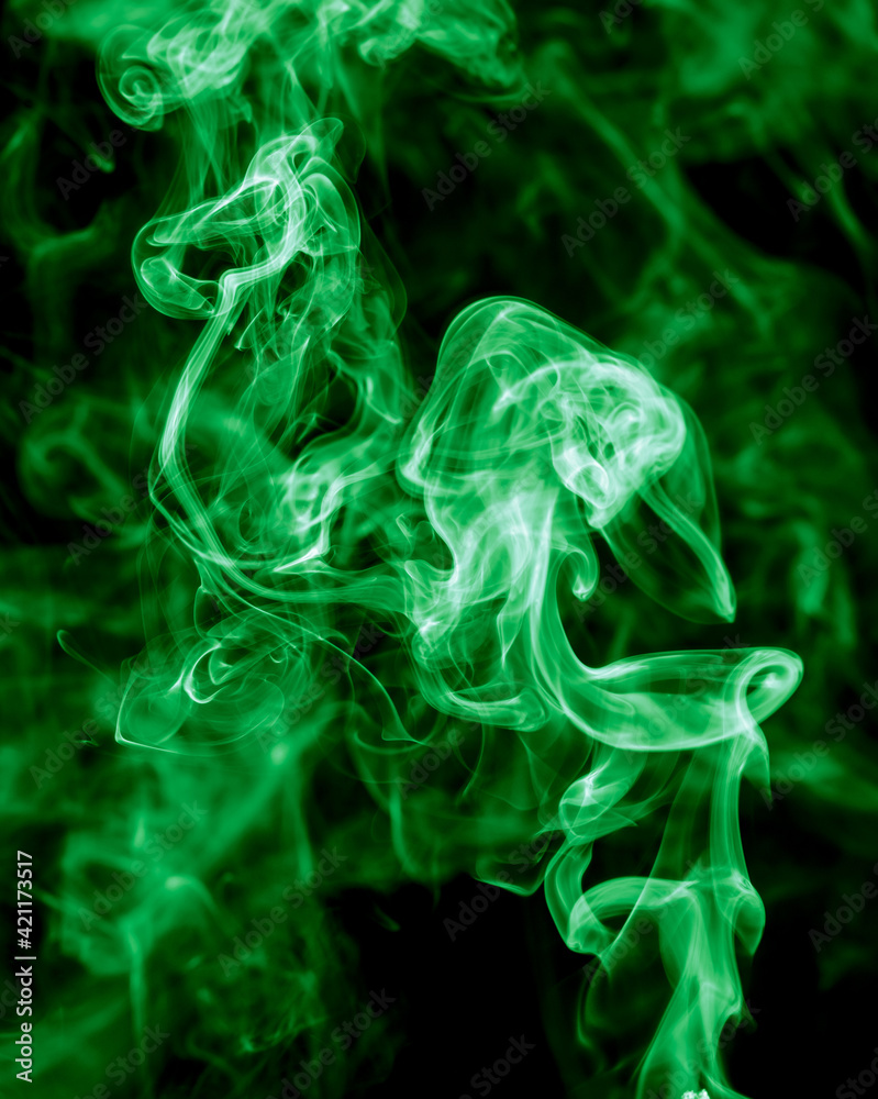 custom made wallpaper toronto digitalGreen smoke isolated on black background. Abstraction