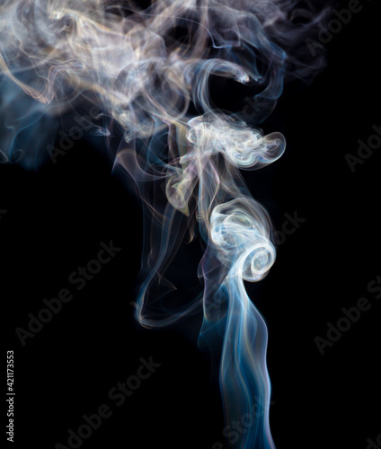 Smoke isolated on black background.