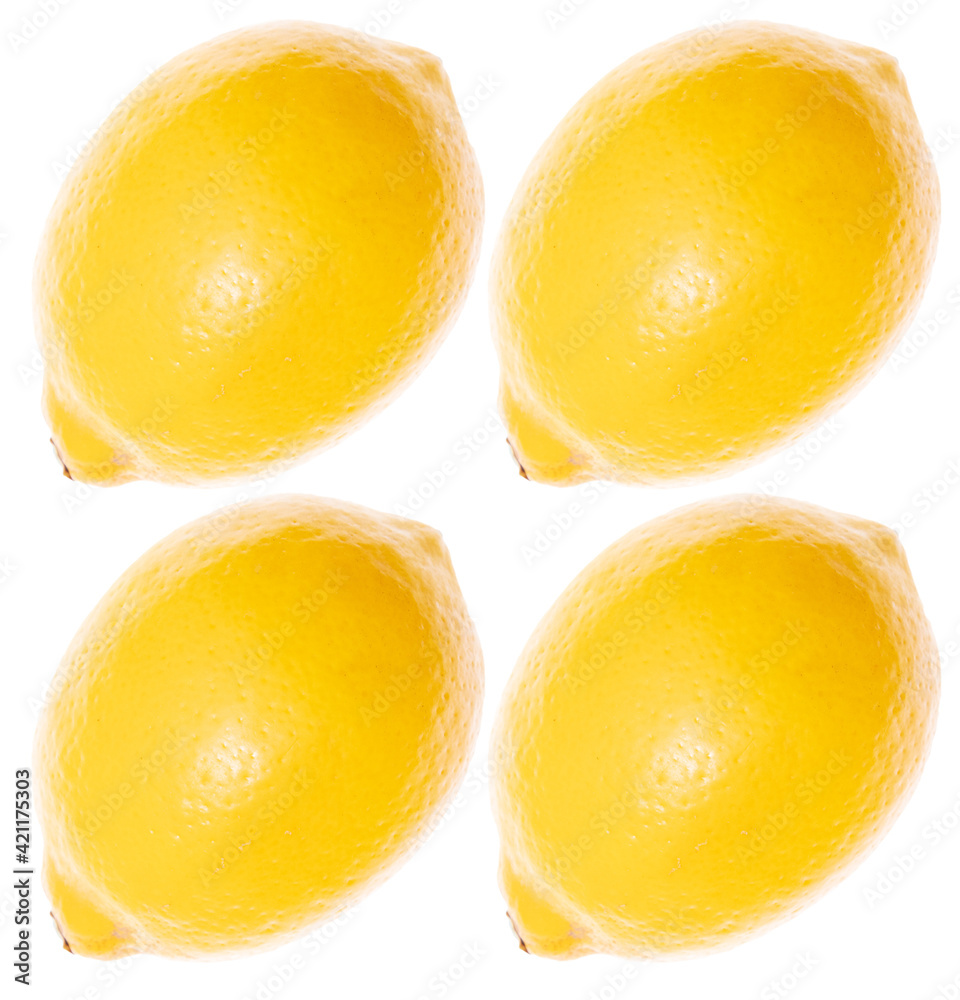 Yellow lemons on a white background.