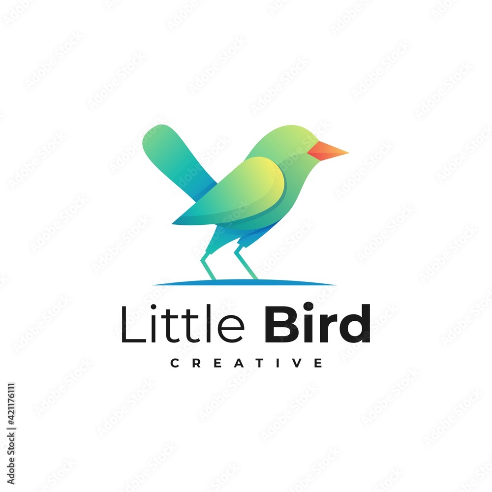 Fototapeta premium Vector Logo Illustration Little Bird Gradient Colorful Style.