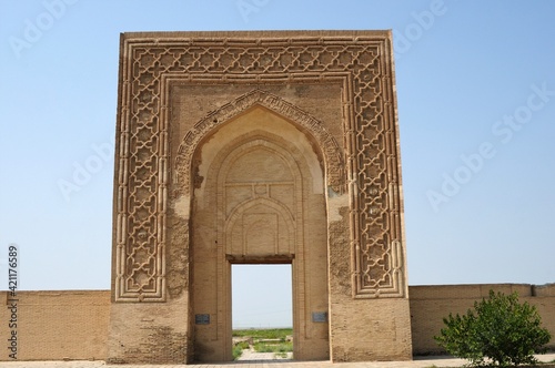 Ribati Melik Caravanserai was built in the 11th century during the Karakhanid period. Only the door of the caravanserai remained intact. Navoiy, Uzbekistan. photo