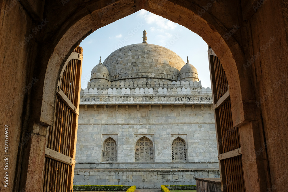 Tomb of Hoshang Shah in Mandu, Madhya Pradesh, India. It is the oldest marble mausoleum in India.