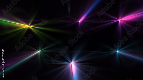 Laser colorful Lens flare light special effect black background © NotjungCG