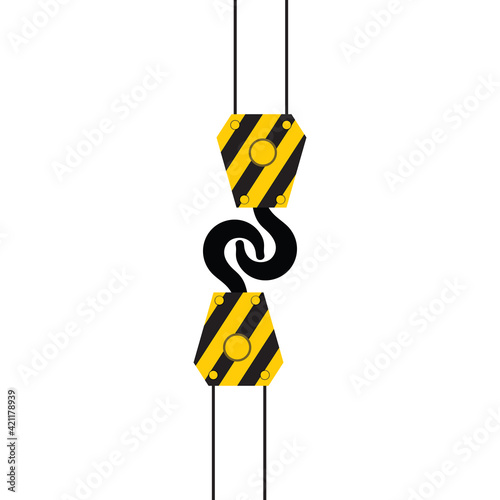 Crane hook icon or sign, vector illustration on white background stock.