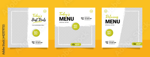 Food social media post and promotion banner design template