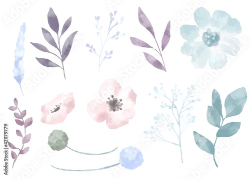 優しいタッチのフラワーイラスト