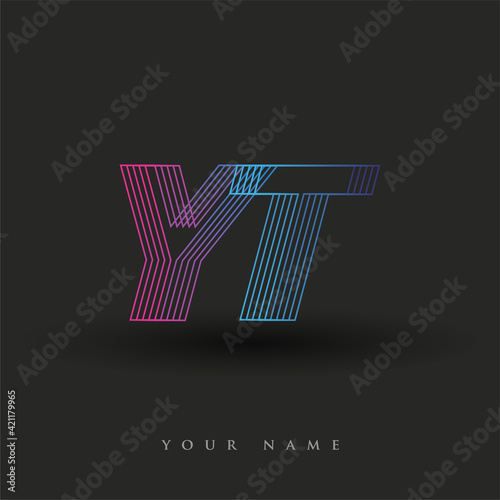 initial letter logo YT colored blue and magenta with striped composition, Vector logo design template elements for your business or company identity.