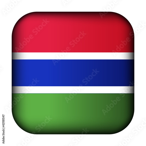 Free Download Glass light ball with flag of Gambia. Squared template icon. Gambian national symbol. Glossy realistic cube, 3D abstract vector illustration highlighted. Big quadrate, foursquare - GFXLoad
