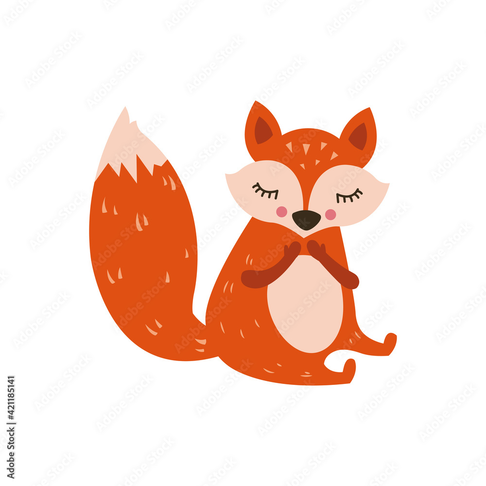 Fototapeta premium Cute fox. Vector illustration, eps on a white background