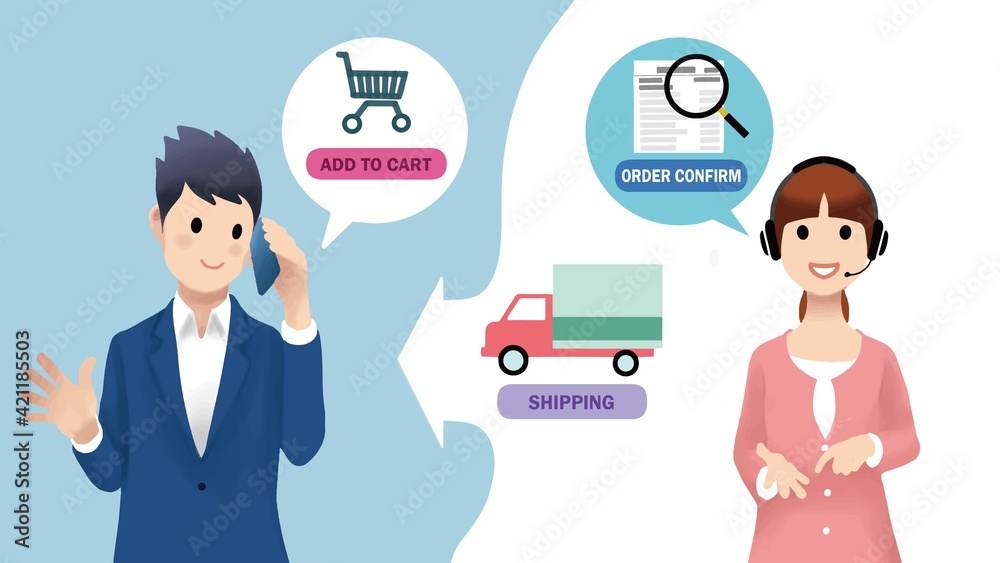 A man is talking with a counselor to pay for a product in his shopping cart through an online shopping mall.
A man is talking with a counselor to pay for a product in his shopping cart through an online shopping mall.