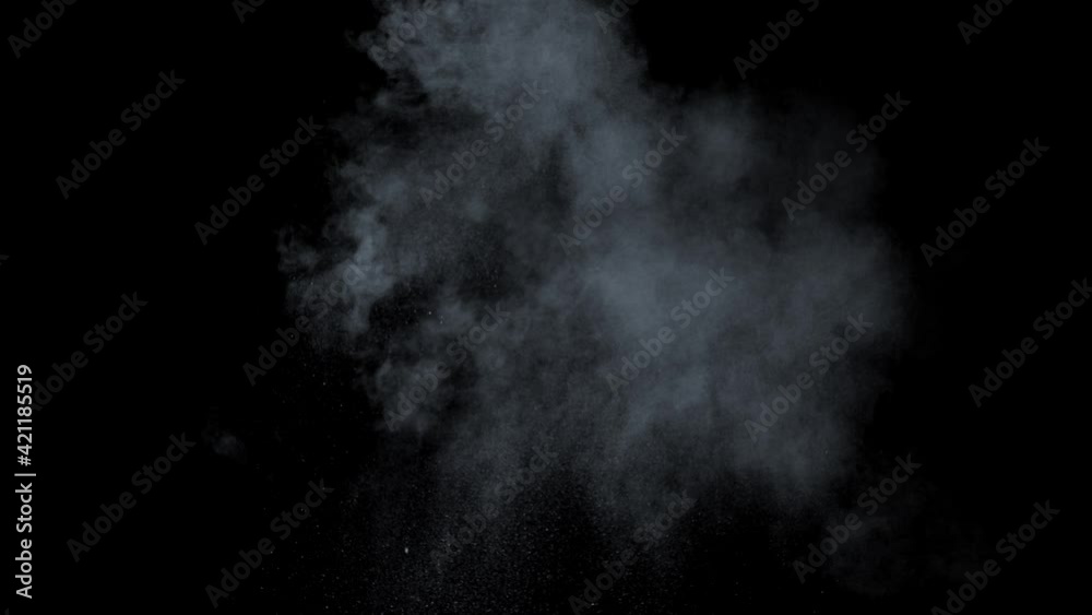 Abstract white smoke in slow motion. Smoke, Cloud of cold fog in light spot background. Light, white, fog, cloud, black background, 4k, ice smoke cloud. Floating fog.
