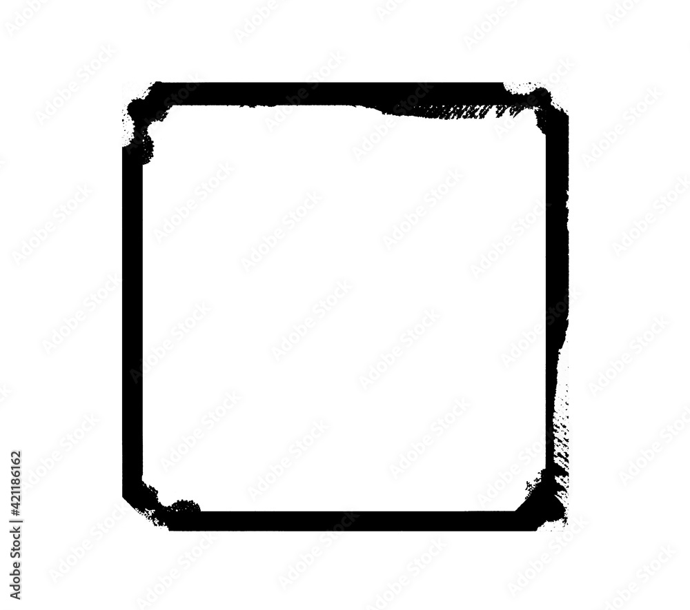 Watercolor square on white as background