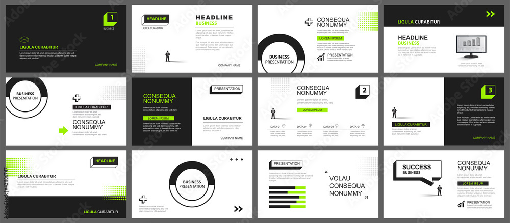 Presentation and slide layout background. Design green and black ...