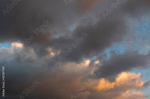 Sky with storm clouds at sunset