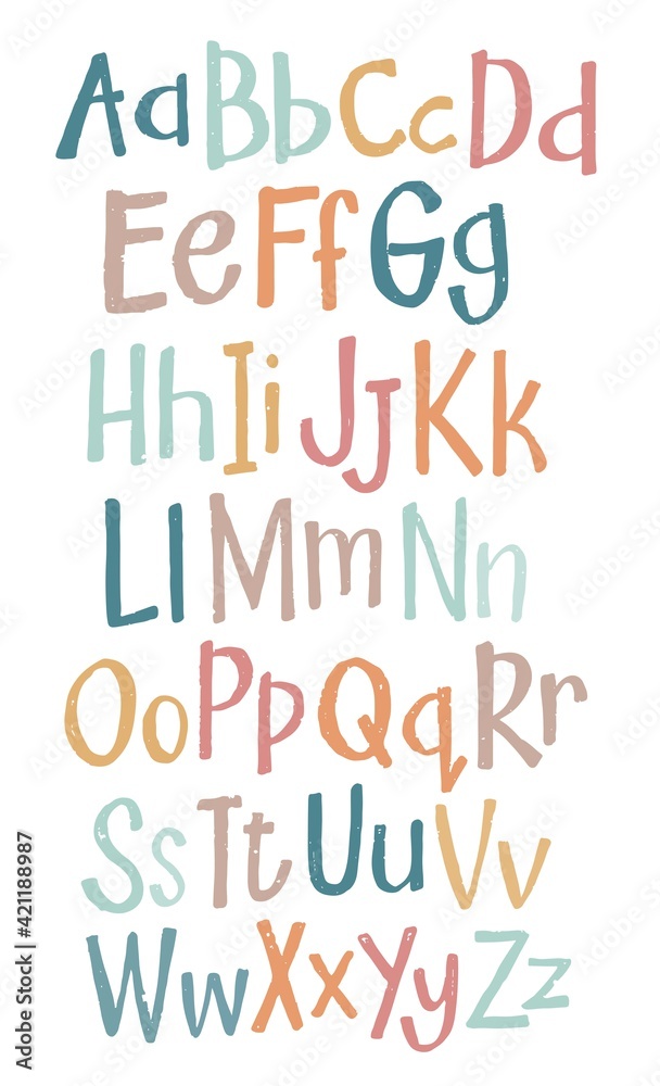 hand drawn alphabet, isolated vector