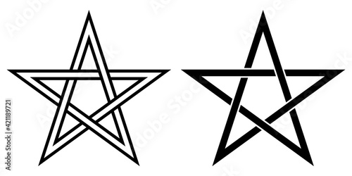 pentacle transparent, pentagonal star, vector sign of magic, esoteric or magic symbol occultism and witchcraft