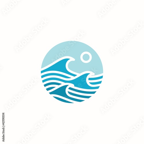 abstract design of ocean logo with waves and sun © RK151 Berthoud