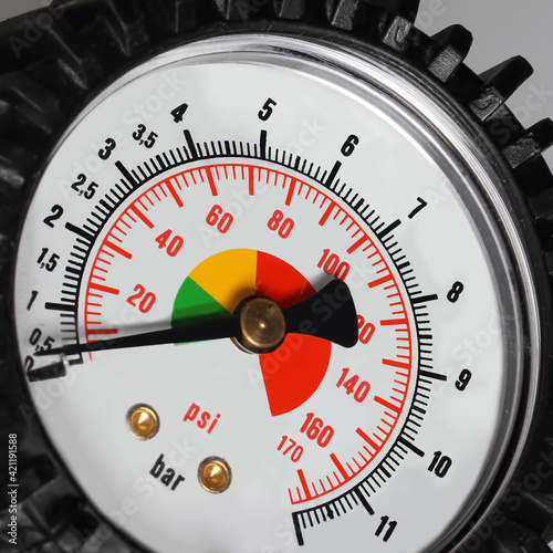Pressure gauge close up, Manometer for car compressor