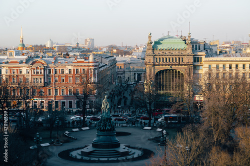 ekaterininsky square and nevsky prospect, saint petersburg top view