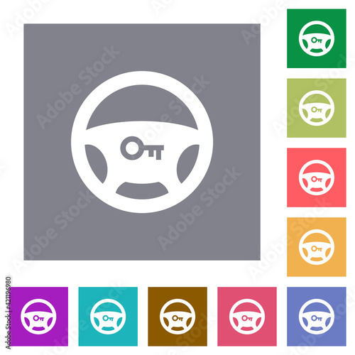 Steering lock square flat icons