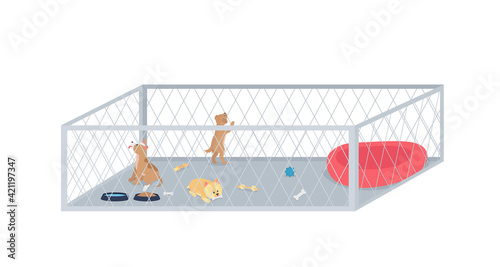 Puppy litter flat color vector detailed character. Small dogs for adoption. Vet center. Shelter for homeless animals isolated cartoon illustration for web graphic design and animation