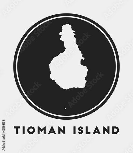 Tioman Island icon. Round logo with island map and title. Stylish Tioman Island badge with map. Vector illustration.