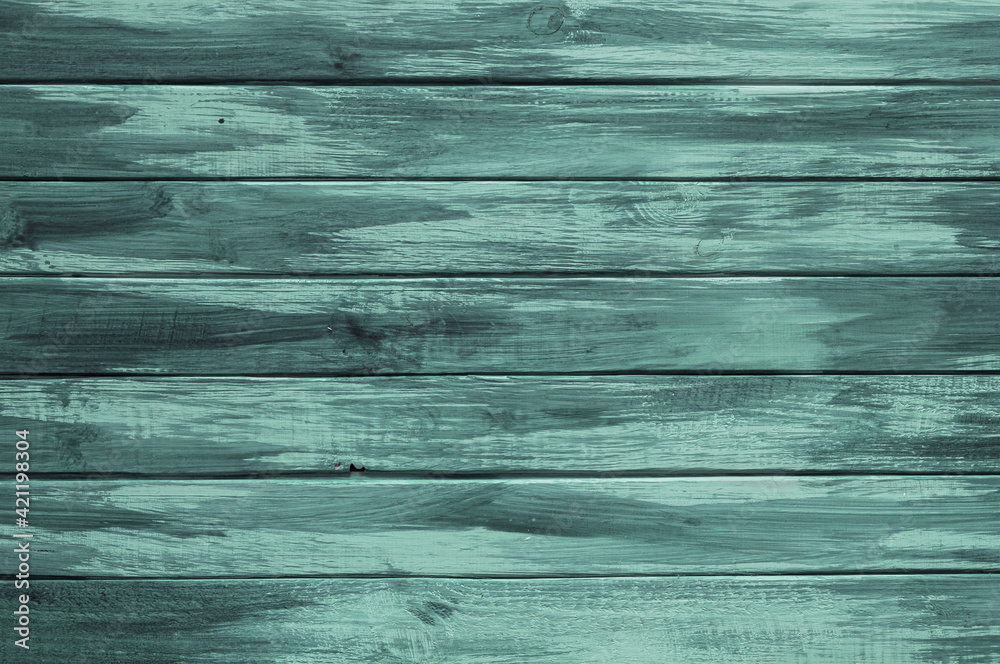 Texture wooden surface, old horizontal boards, blue-green paint, blank template for advertising lettering, rough material. Texture wooden surface, old horizontal boards, blue-green paint, blank template for advertising lettering, rough material.