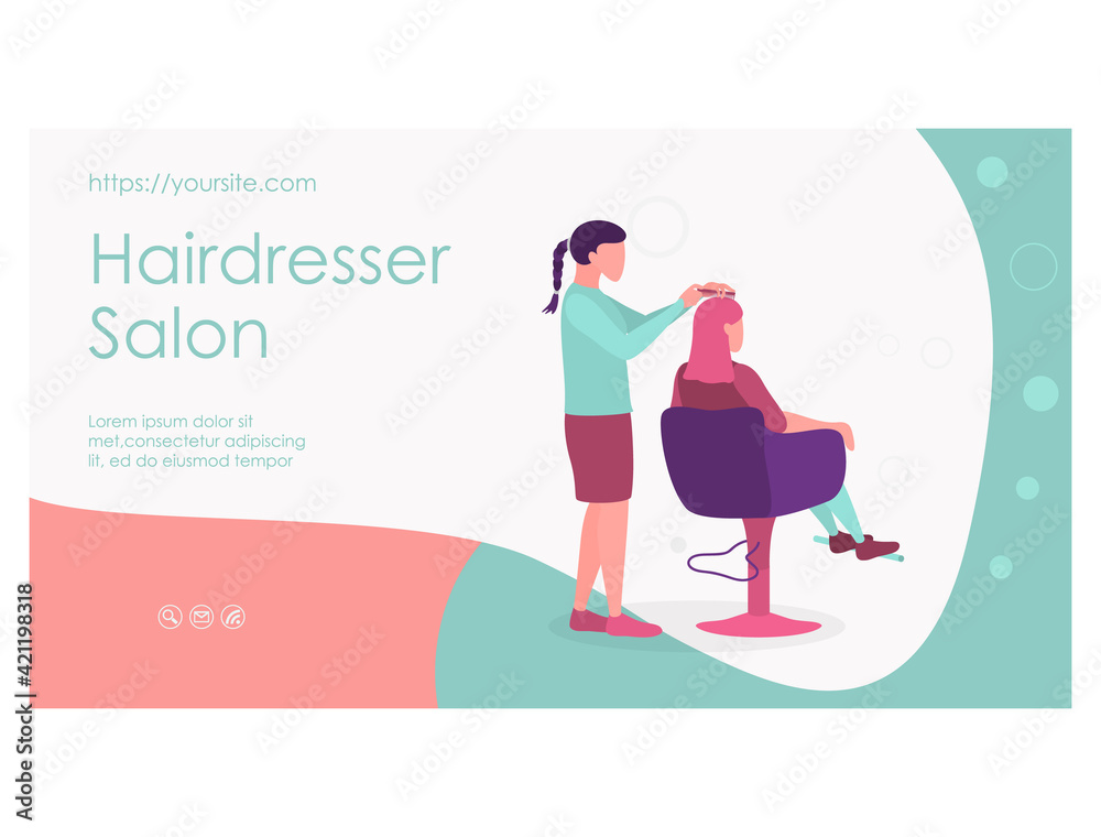 Landing page for beauty salon. flat vector illustration