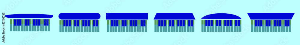 set of piano cartoon icon design template with various models. vector illustration isolated on blue background set of piano cartoon icon design template with various models. vector illustration isolated on blue background