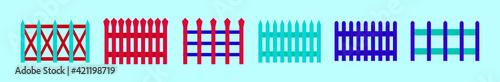 set of wooden fences cartoon icon design template with various models. vector illustration isolated on blue background