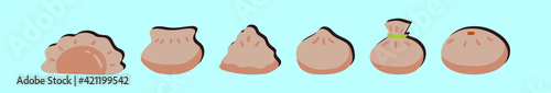 set of dumplings cartoon icon design template with various models. vector illustration isolated on blue background